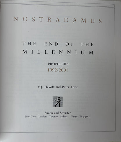 Nostradamus: The End of the Millennium — Prophecies 1992–2001 | V.J. Hewitt & Peter Lorie / Simon & Schuster (1991)