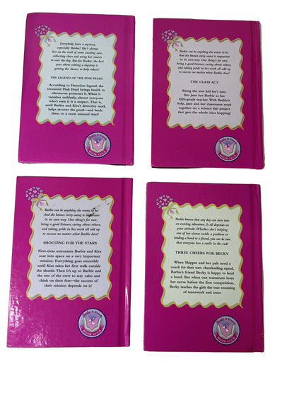 Barbie 4-Book Hardcover Set — Grolier Books / Mattel (1998–99) | Shooting for the Stars, The Legend of the Pink Pearl, Three Cheers for Becky, The Class Act