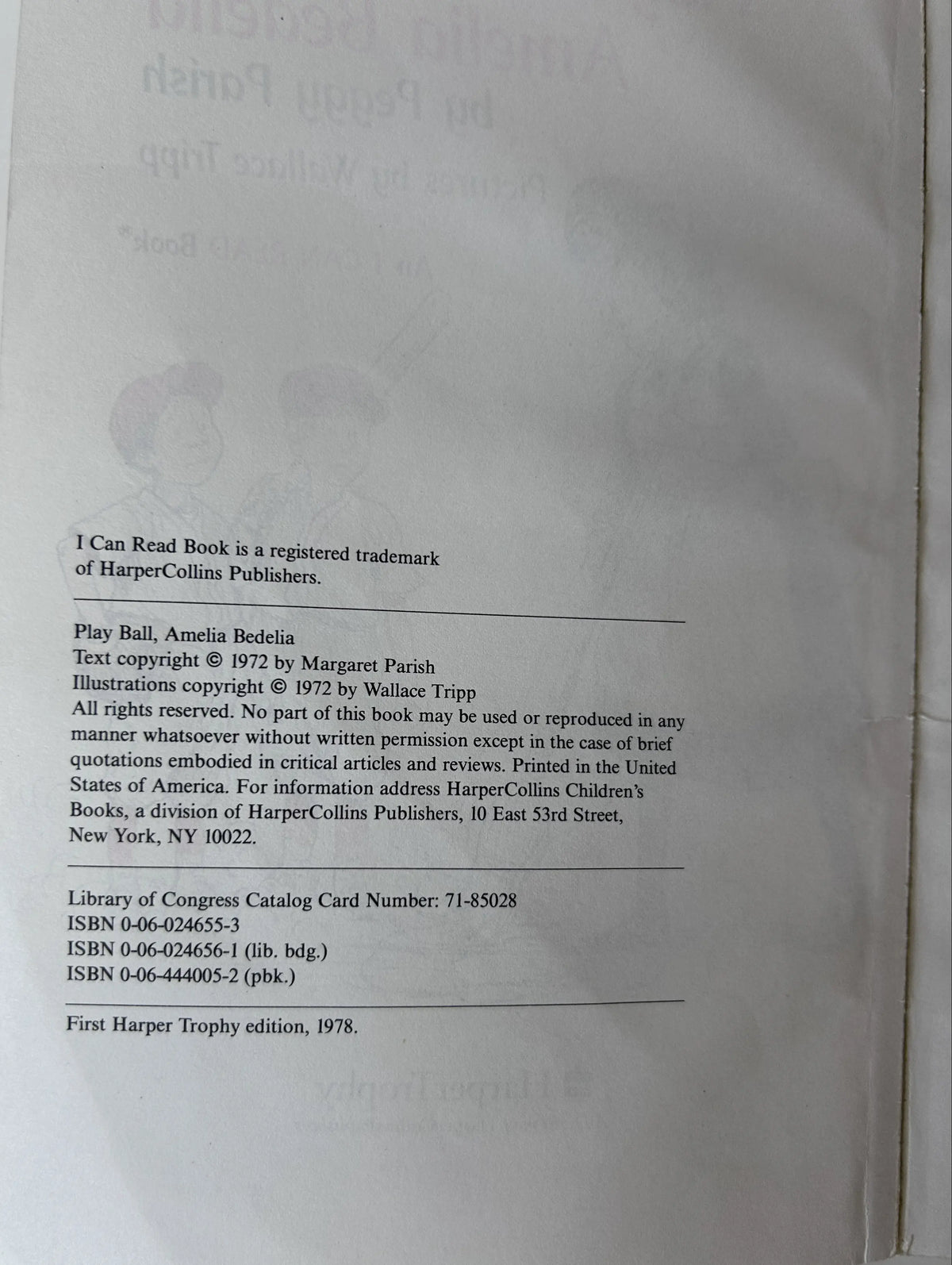 Play Ball, Amelia Bedelia — Paperback | Peggy Parish / HarperCollins Harper Trophy (1978) | An I Can Read Book