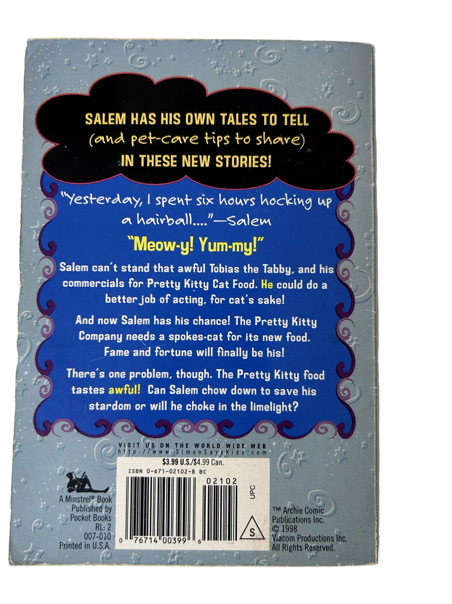 Salem's Tails #1: Cat TV — Paperback | Mark Dubowski / Pocket Books Minstrel (1998) | Sabrina the Teenage Witch Series