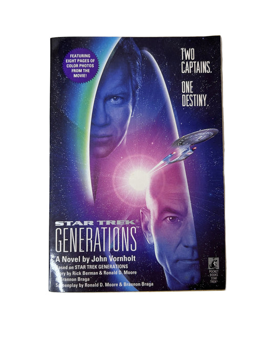 Star Trek Generations — Paperback Novelization | John Vornholt / Pocket Books (1994) | Patrick Stewart / William Shatner | 8 Pages Color Photos