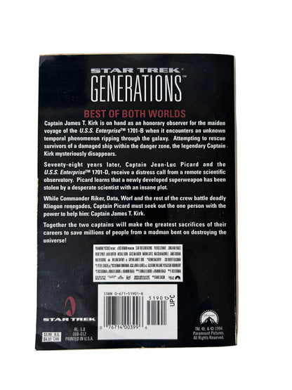 Star Trek Generations — Paperback Novelization | John Vornholt / Pocket Books (1994) | Patrick Stewart / William Shatner | 8 Pages Color Photos