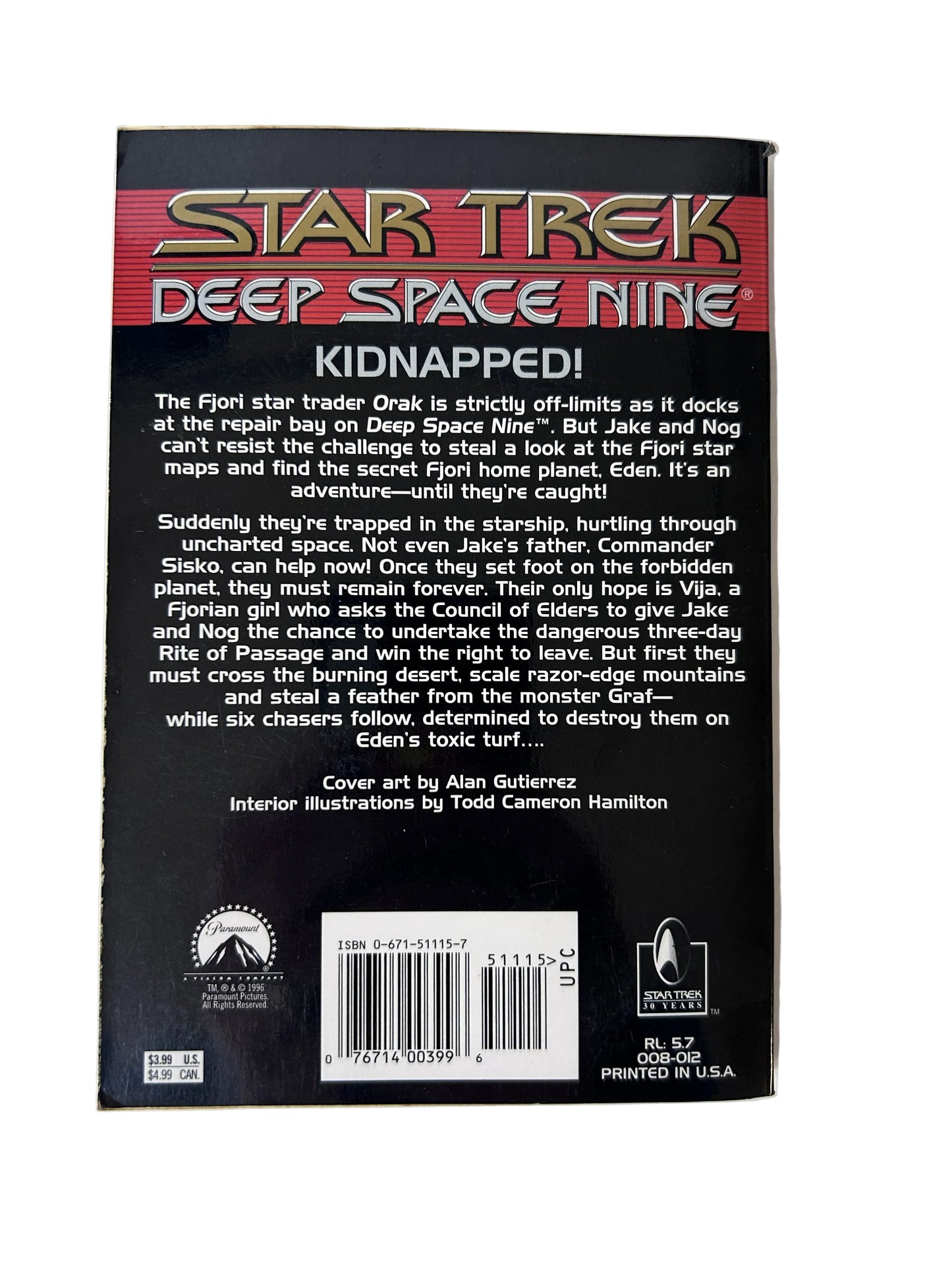 Star Trek: Deep Space Nine #7 — Gypsy World | Ted Pedersen / Pocket Books (1996) | Jake & Nog Kidnapped on a Forbidden Planet