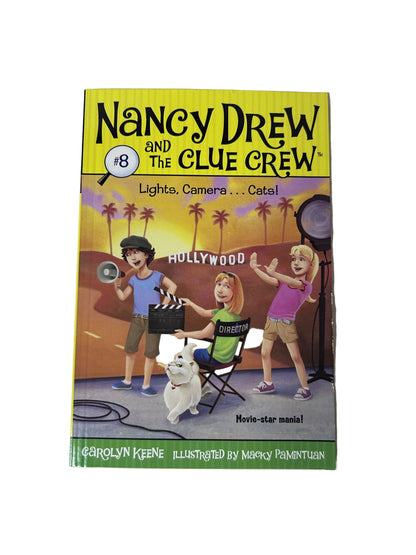 Nancy Drew and the Clue Crew #8: Lights, Camera...Cats! — Paperback | Carolyn Keene / Aladdin (2023) | Hollywood Cat Mystery