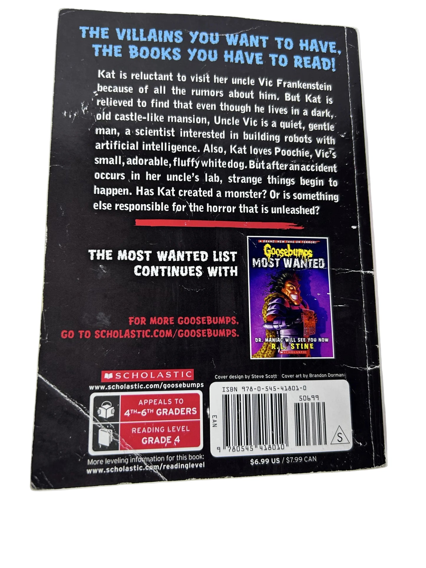 Goosebumps Most Wanted #4: Frankenstein's Dog — Paperback | R.L. Stine / Scholastic (2013) | Now a Major Motion Picture