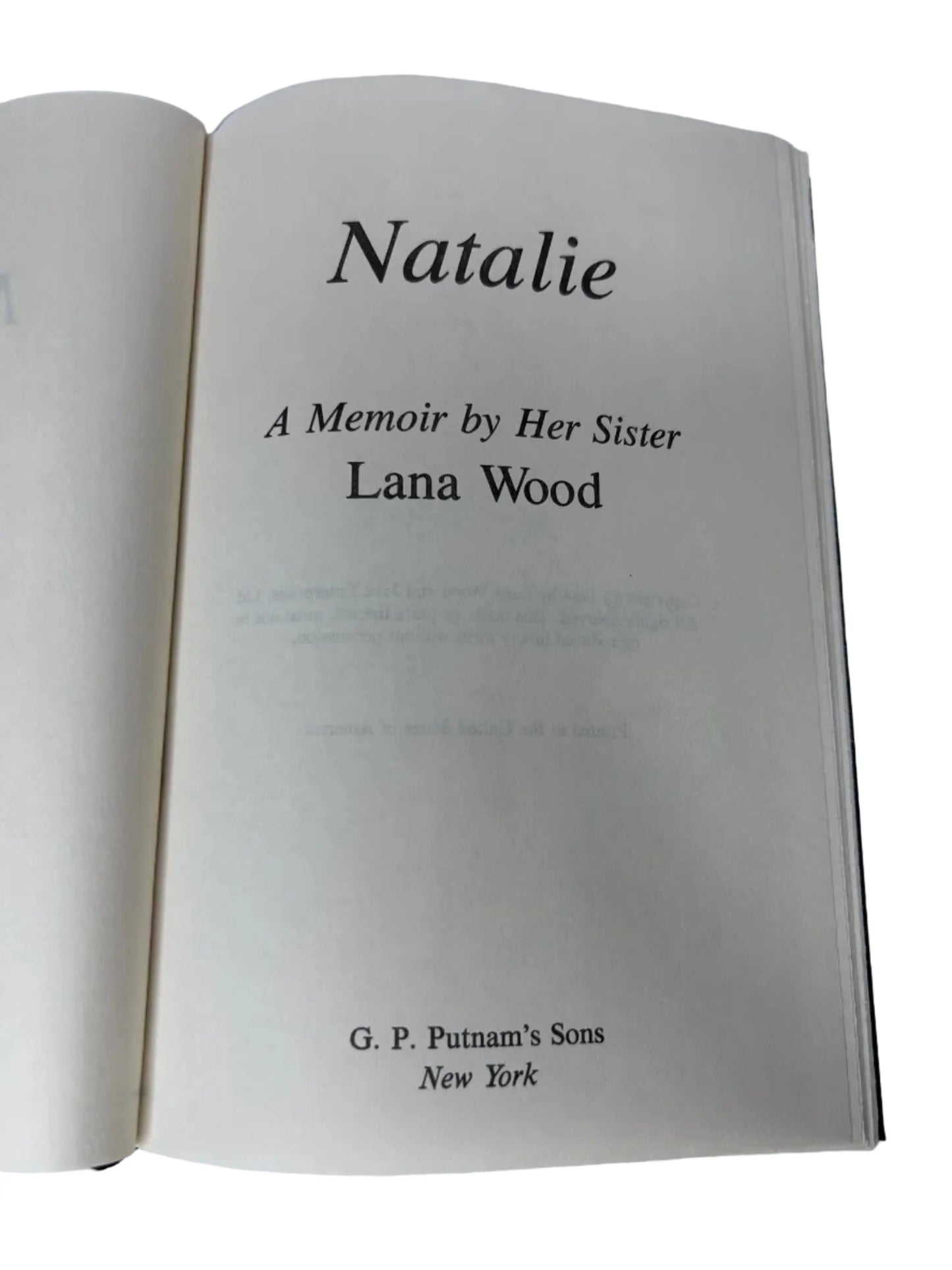 Natalie: A Memoir by Her Sister — Hardcover | Lana Wood / G.P. Putnam's Sons (1984) | Natalie Wood Biography