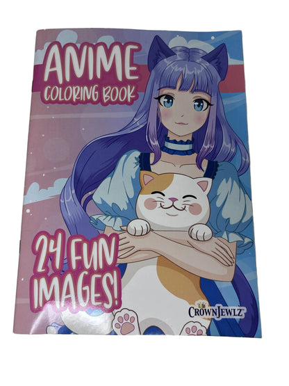 Anime Coloring Book — 24 Fun Images! | CrownJewlz LLC (2023) | Shojo & Shonen Style | Made in the USA