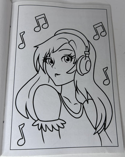 Anime Coloring Book — 24 Fun Images! | CrownJewlz LLC (2023) | Shojo & Shonen Style | Made in the USA
