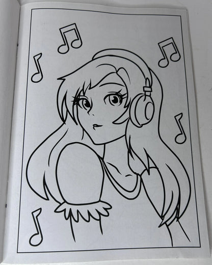 Anime Coloring Book — 24 Fun Images! | CrownJewlz LLC (2023) | Shojo & Shonen Style | Made in the USA