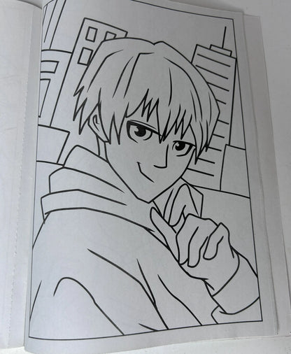 Anime Coloring Book — 24 Fun Images! | CrownJewlz LLC (2023) | Shojo & Shonen Style | Made in the USA