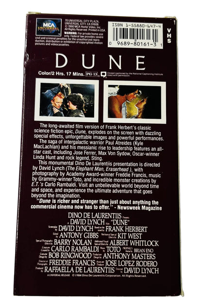 Dune VHS (1984) - David Lynch Sci-Fi Epic - Kyle MacLachlan, Sting - Frank Herbert