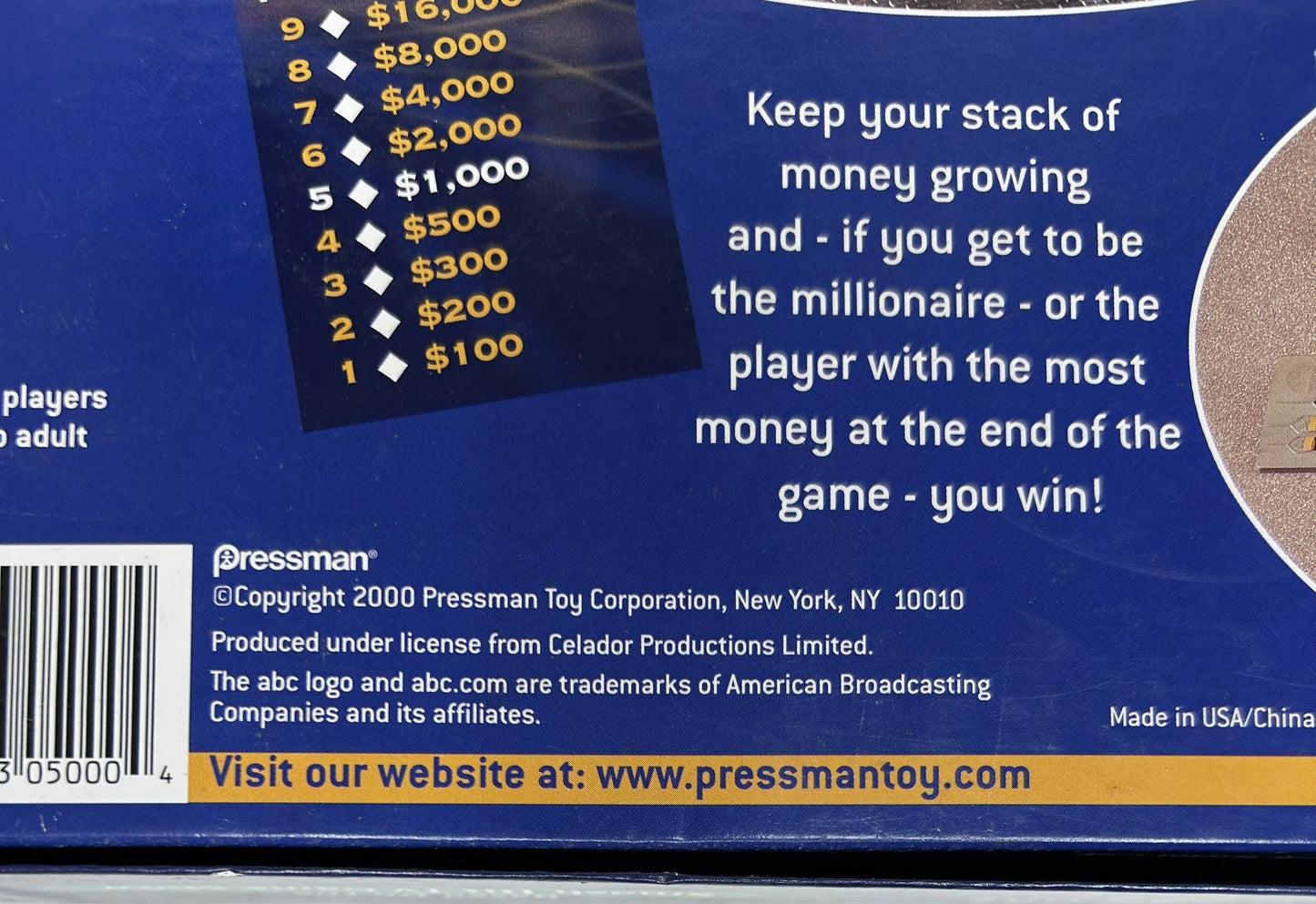 Who Wants to Be a Millionaire — The Board Game | Pressman / ABC / Celador (2000) | Adult Trivia Party Game
