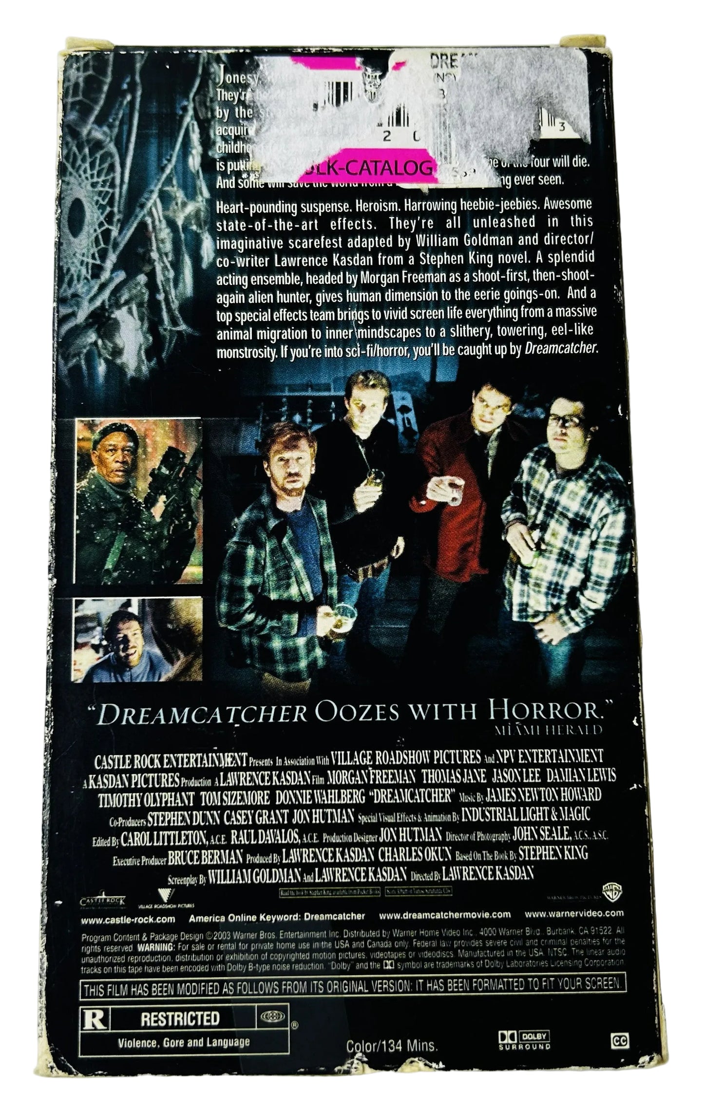 Dreamcatcher (2003) VHS - Morgan Freeman Thomas Jane - Lawrence Kasdan Stephen King Horror