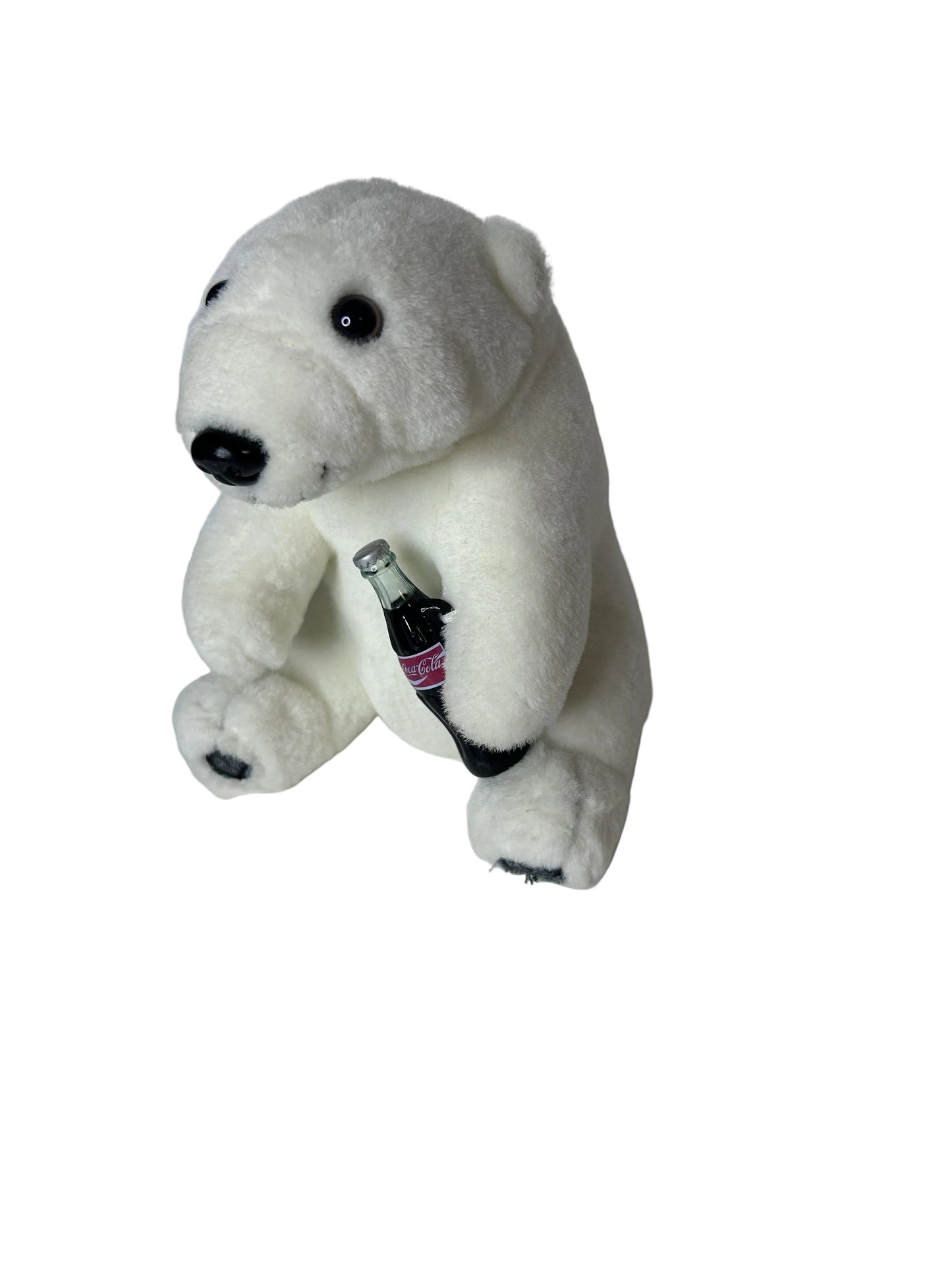 Coca-Cola Polar Bear Plush — Coca-Cola Brand Plush Collection | © 1993 The Coca-Cola Company | Holding Contour Bottle