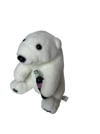 Coca-Cola Polar Bear Plush — Coca-Cola Brand Plush Collection | © 1993 The Coca-Cola Company | Holding Contour Bottle