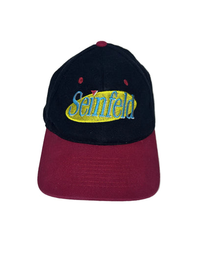 Seinfeld Embroidered Snapback Hat — KC Caps | 1990s NBC Promotional Cap | Navy & Burgundy