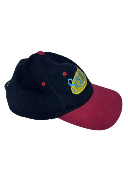 Seinfeld Embroidered Snapback Hat — KC Caps | 1990s NBC Promotional Cap | Navy & Burgundy