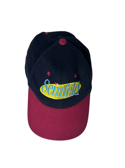 Seinfeld Embroidered Snapback Hat — KC Caps | 1990s NBC Promotional Cap | Navy & Burgundy