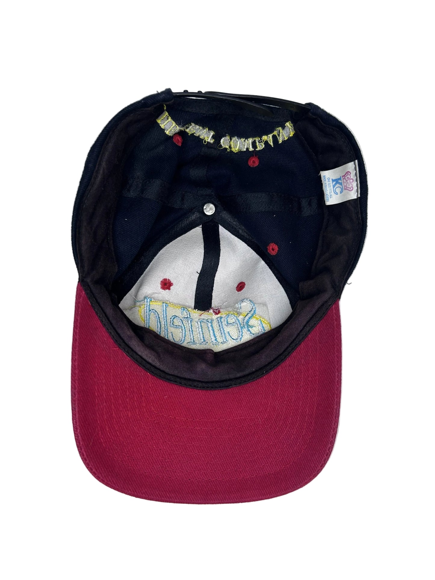 Seinfeld Embroidered Snapback Hat — KC Caps | 1990s NBC Promotional Cap | Navy & Burgundy