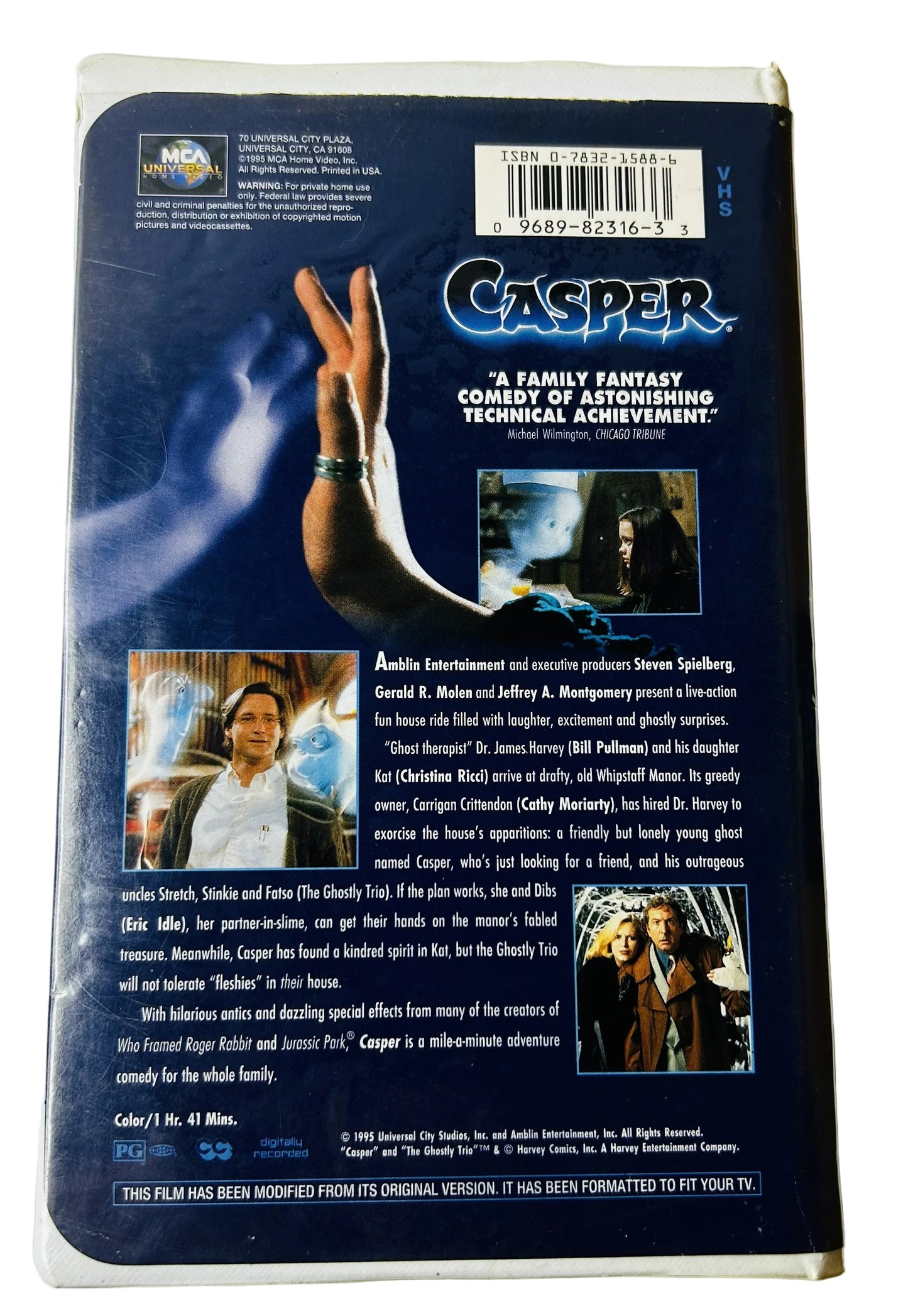 Casper (1995) VHS - Christina Ricci Bill Pullman - Steven Spielberg - Clamshell Case