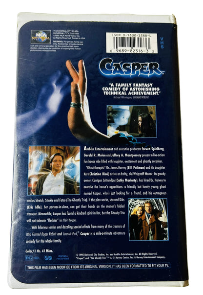 Casper (1995) VHS - Christina Ricci Bill Pullman - Steven Spielberg - Clamshell Case