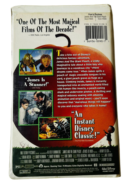 James and the Giant Peach (1996) VHS - Paul Terry Susan Sarandon - Henry Selick - Disney - Clamshell Case