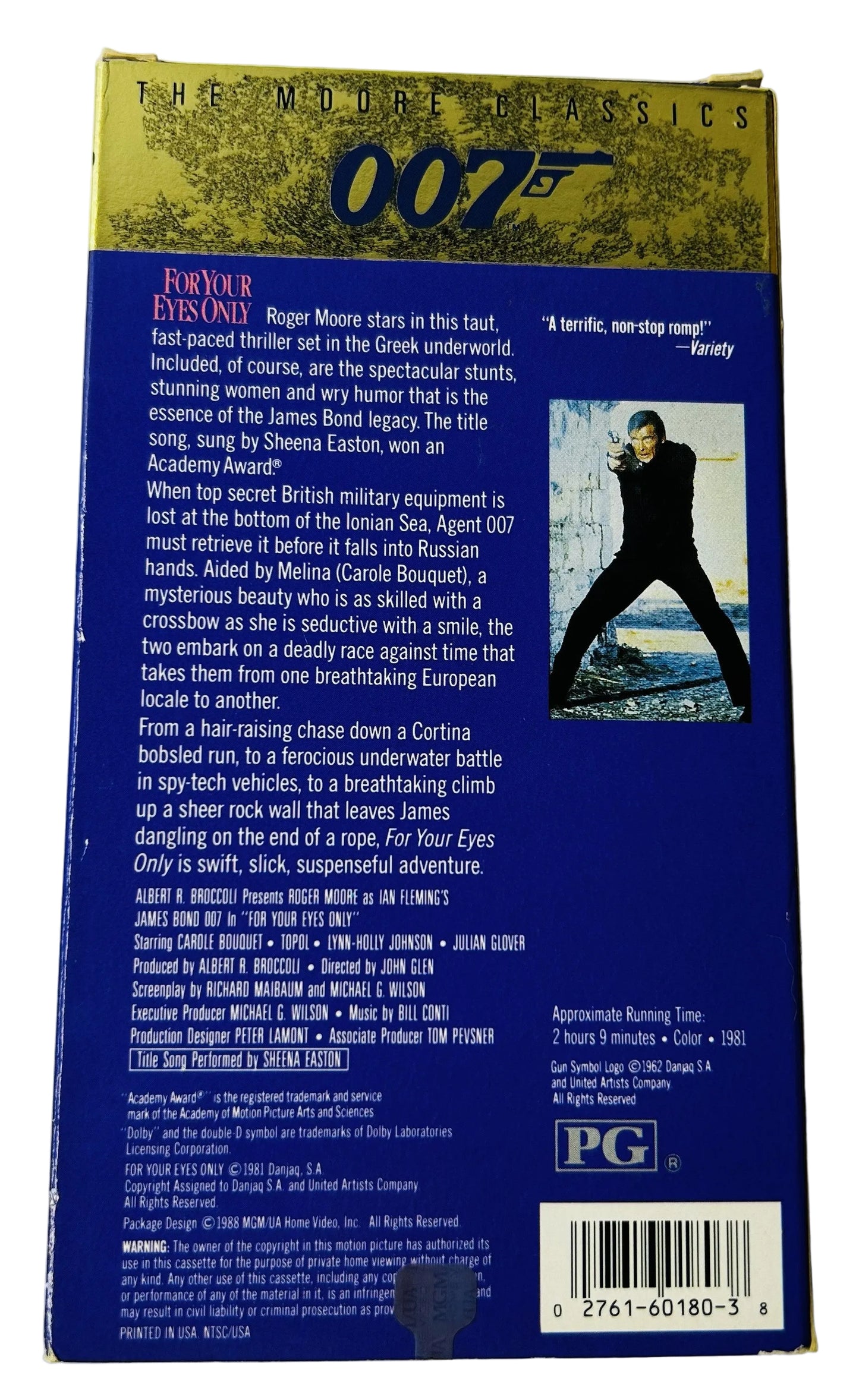 For Your Eyes Only (1981) VHS - Roger Moore Carole Bouquet - John Glen - 007 James Bond - MGM/UA