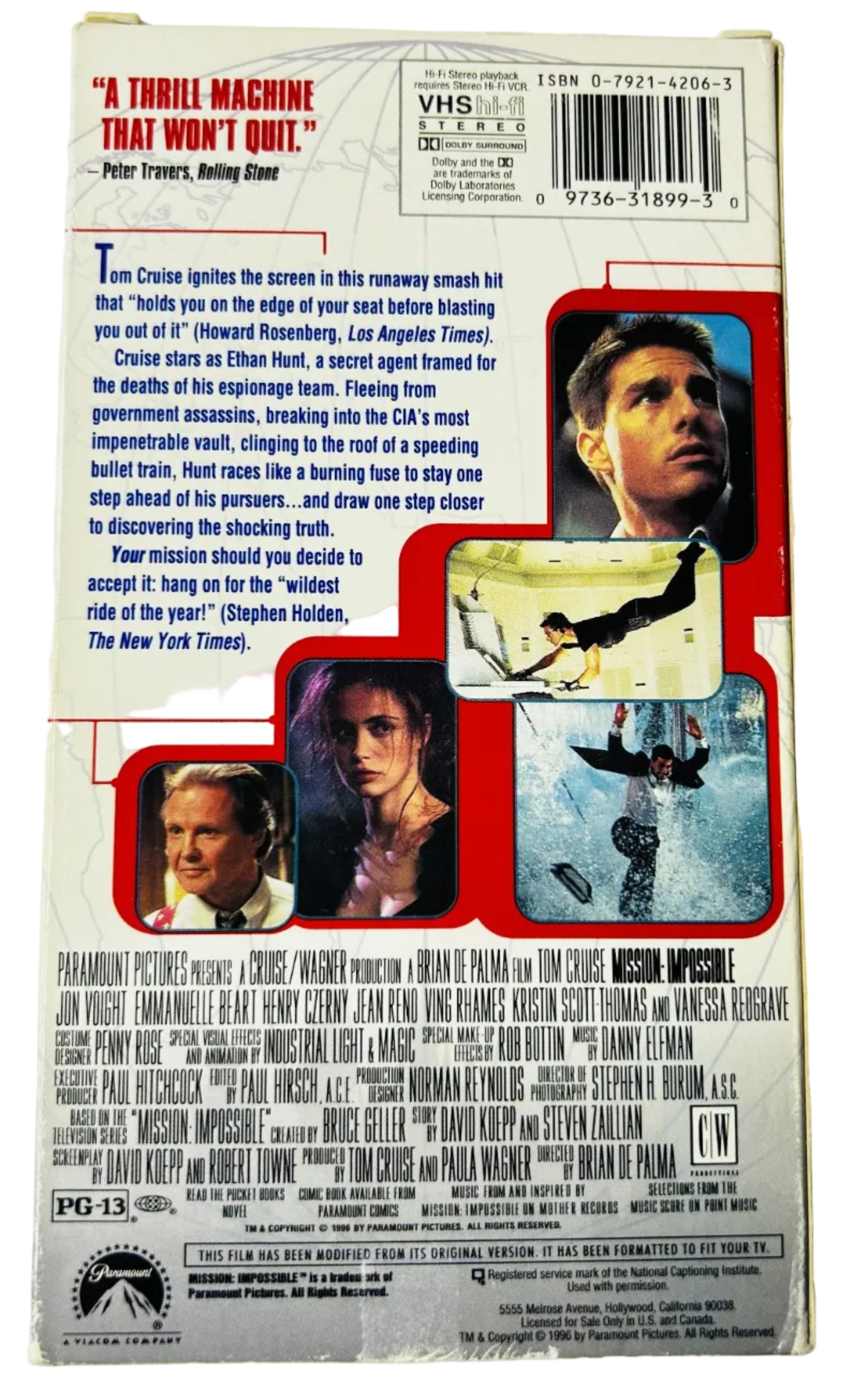 Mission: Impossible (1996) VHS - Tom Cruise Jon Voight Emmanuelle Béart - Brian De Palma - Paramount