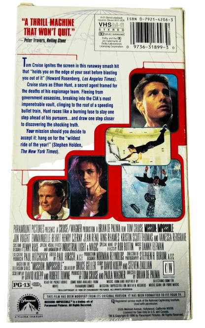 Mission: Impossible (1996) VHS - Tom Cruise Jon Voight Emmanuelle Béart - Brian De Palma - Paramount
