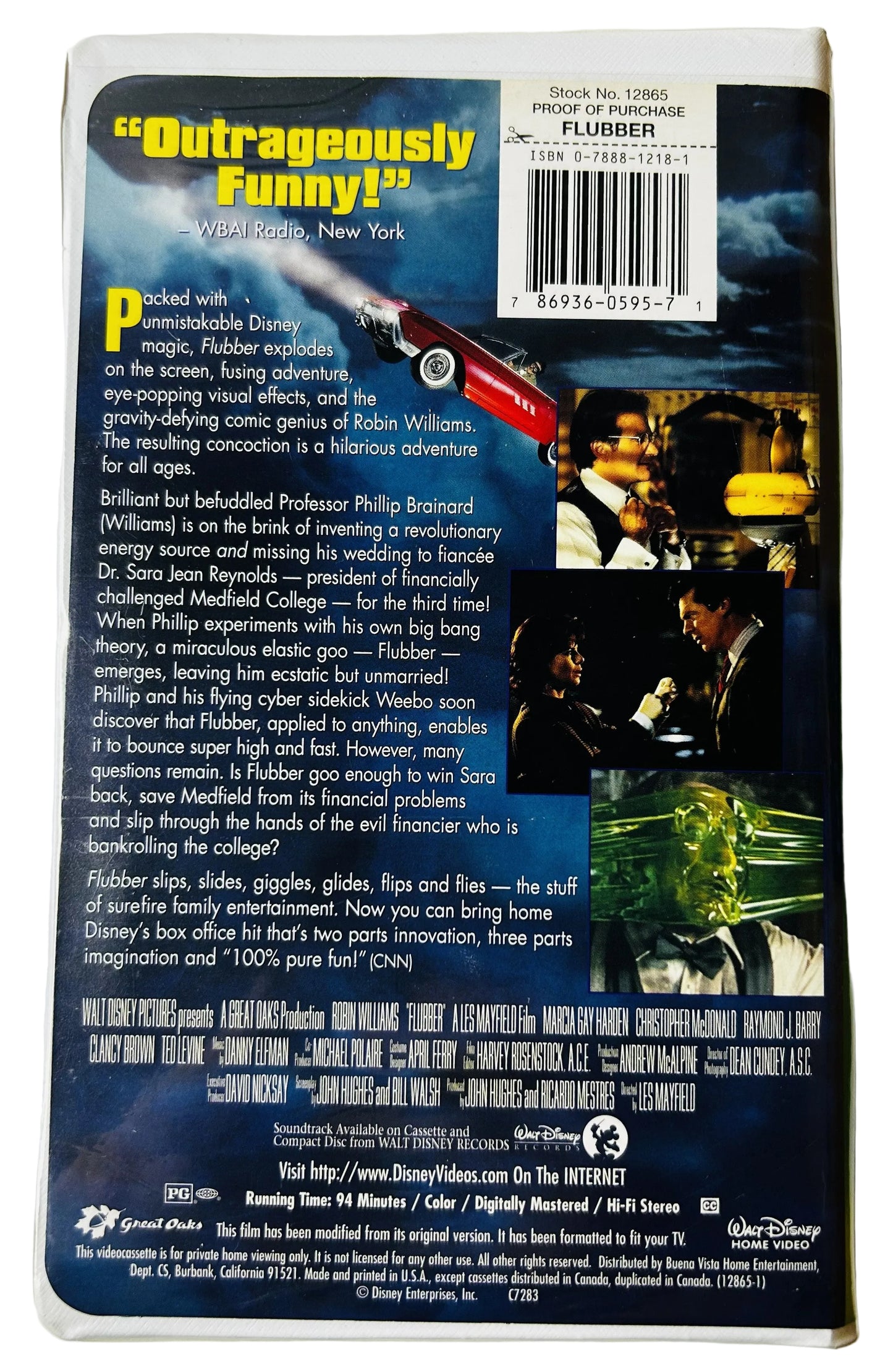 Flubber (1997) VHS - Robin Williams Marcia Gay Harden Christopher McDonald - Les Mayfield - Walt Disney