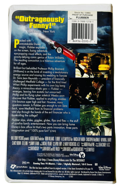 Flubber (1997) VHS - Robin Williams Marcia Gay Harden Christopher McDonald - Les Mayfield - Walt Disney