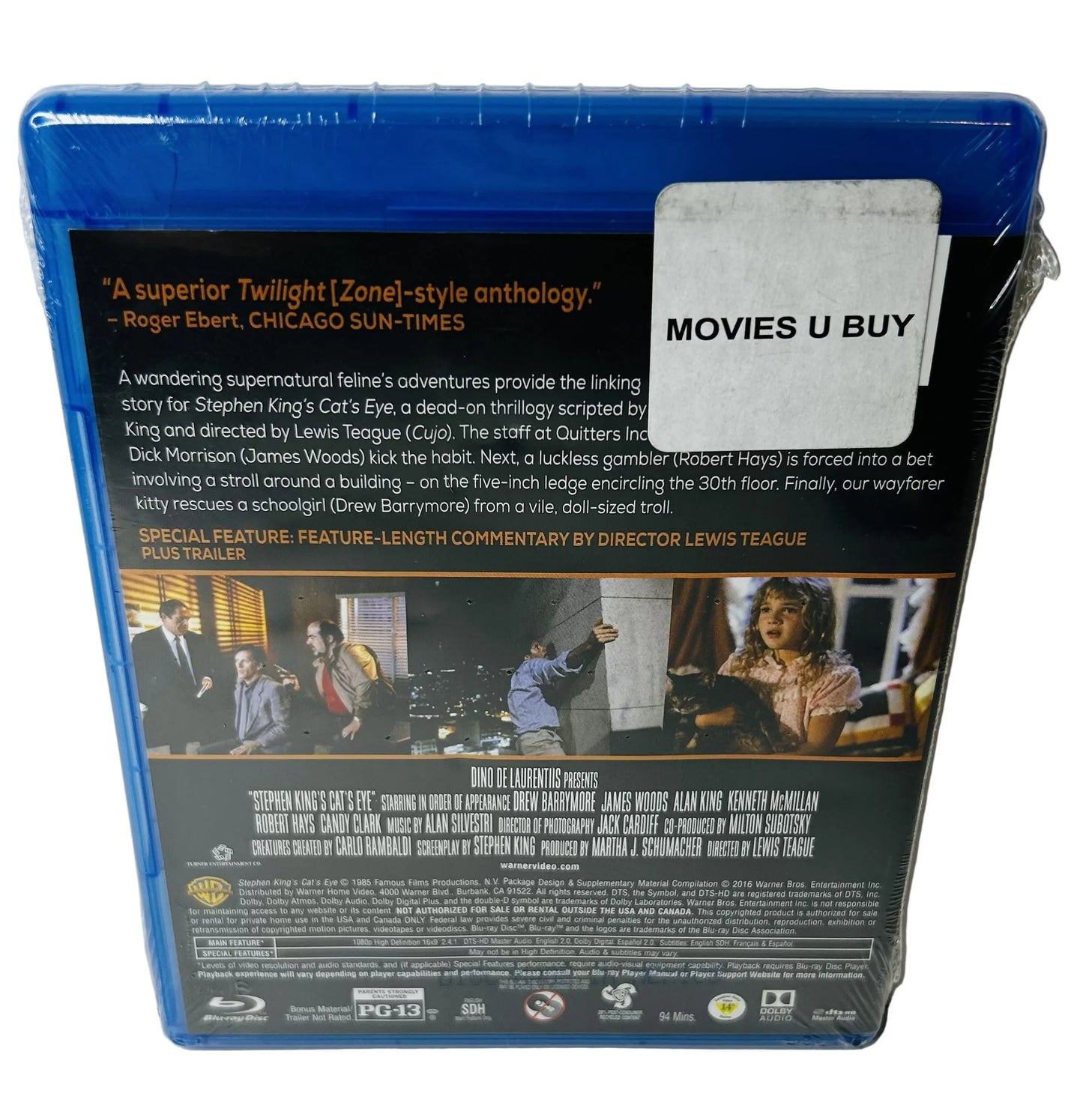 Stephen King's Cat's Eye Blu-ray - Lewis Teague Horror Anthology Drew Barrymore James Woods (New, Sealed)
