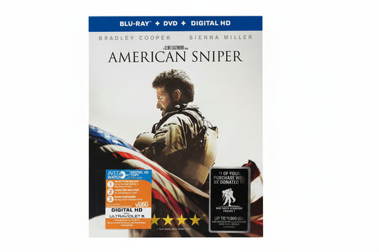 American Sniper Blu-ray + DVD + Digital HD - Clint Eastwood Bradley Cooper Sienna Miller Warner Bros (New, Sealed)
