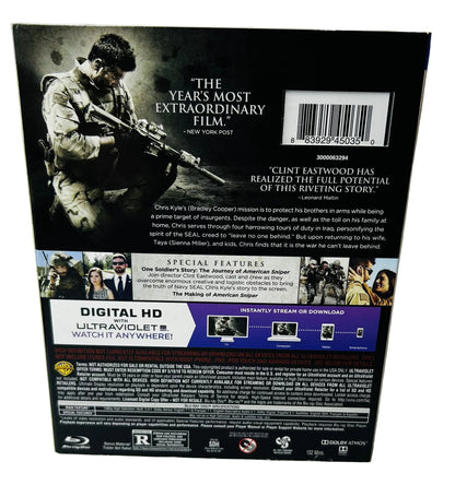 American Sniper Blu-ray + DVD + Digital HD - Clint Eastwood Bradley Cooper Sienna Miller Warner Bros (New, Sealed)