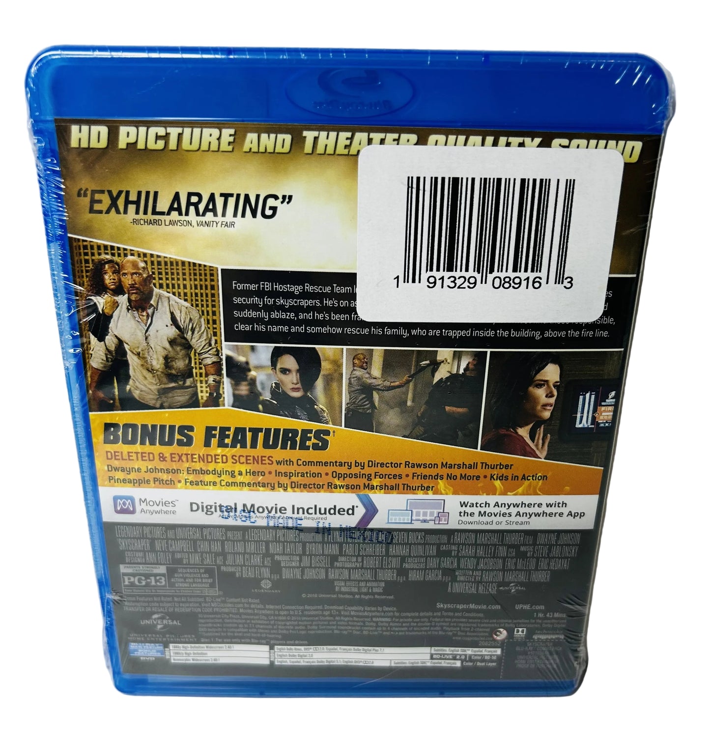 Skyscraper Blu-ray + DVD + Digital - Rawson Marshall Thurber Dwayne Johnson Neve Campbell Universal (New, Sealed)
