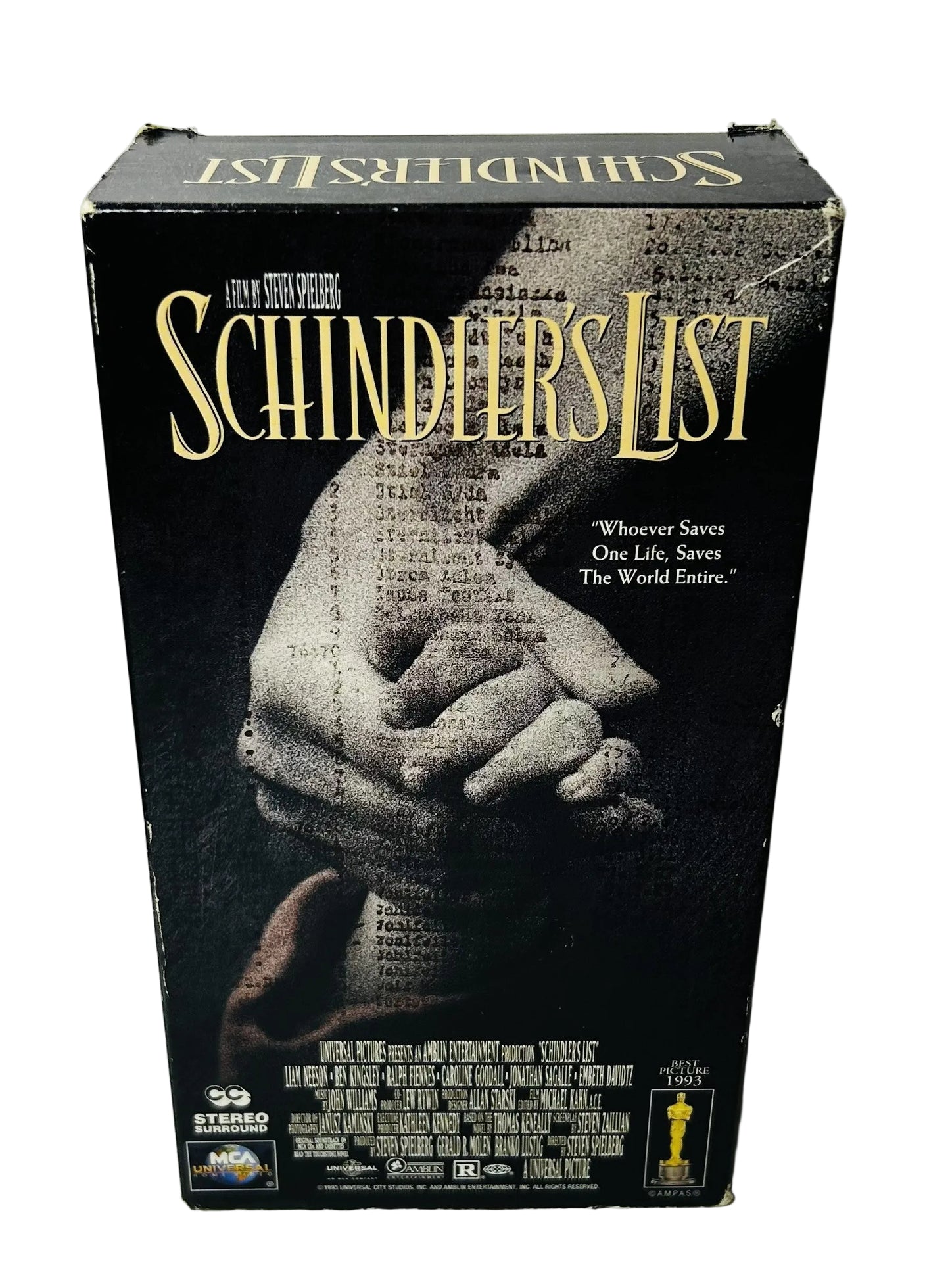 Schindler's List 2-VHS Set - Steven Spielberg Liam Neeson Ben Kingsley Ralph Fiennes Universal (Used, Blockbuster Stickers)