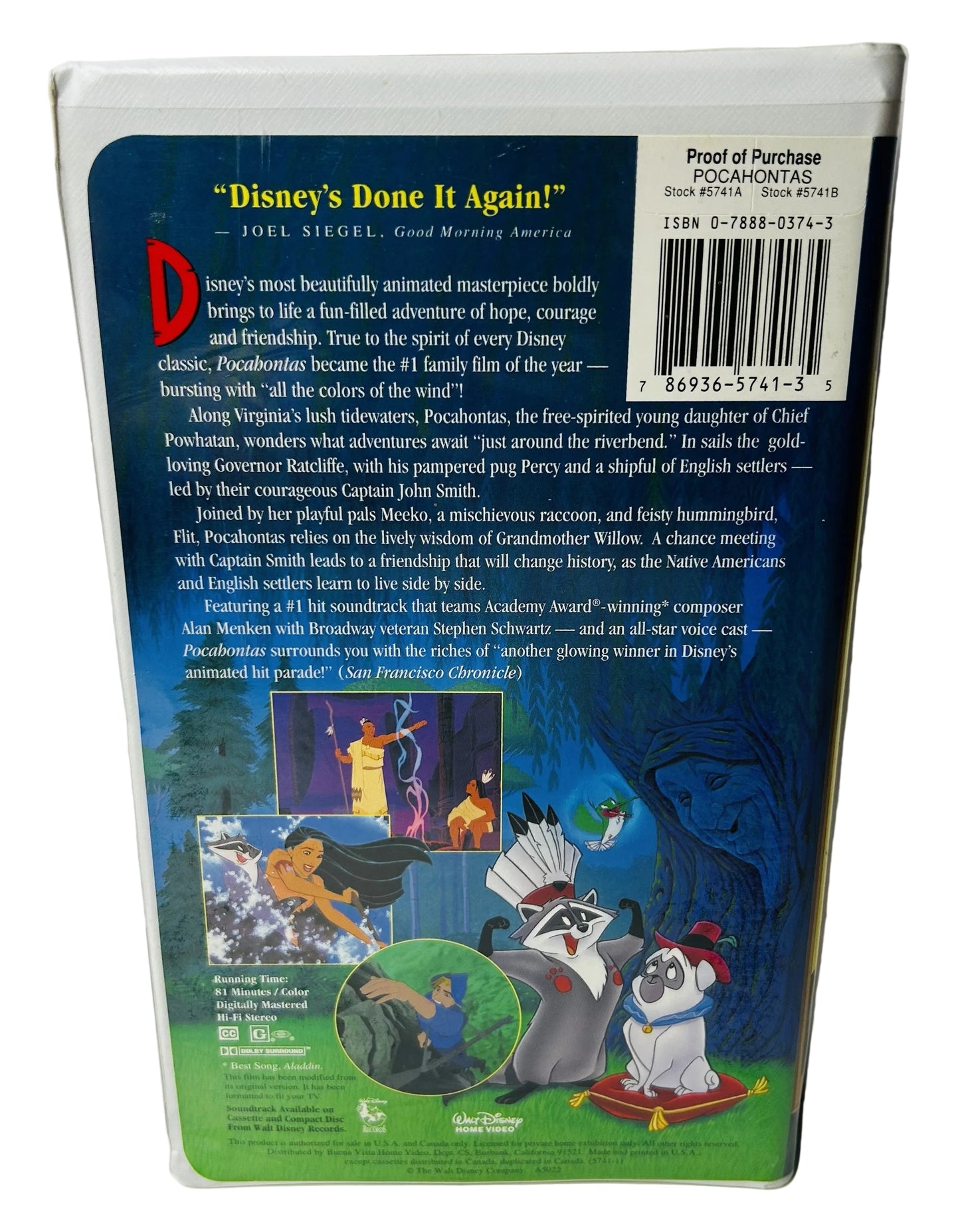 Disney's Pocahontas Masterpiece Collection VHS - Mike Gabriel Eric Goldberg Irene Bedard Mel Gibson Disney (Used)