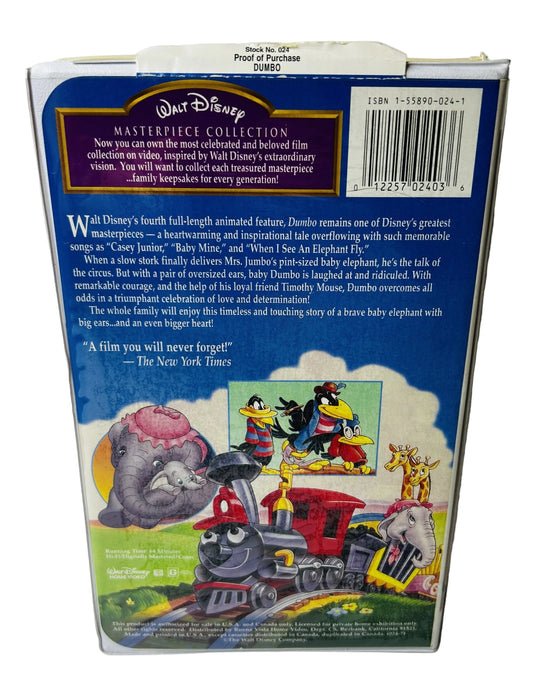 Disney's Dumbo Masterpiece Collection VHS - Ben Sharpsteen Classic Animated Feature Walt Disney (Used)