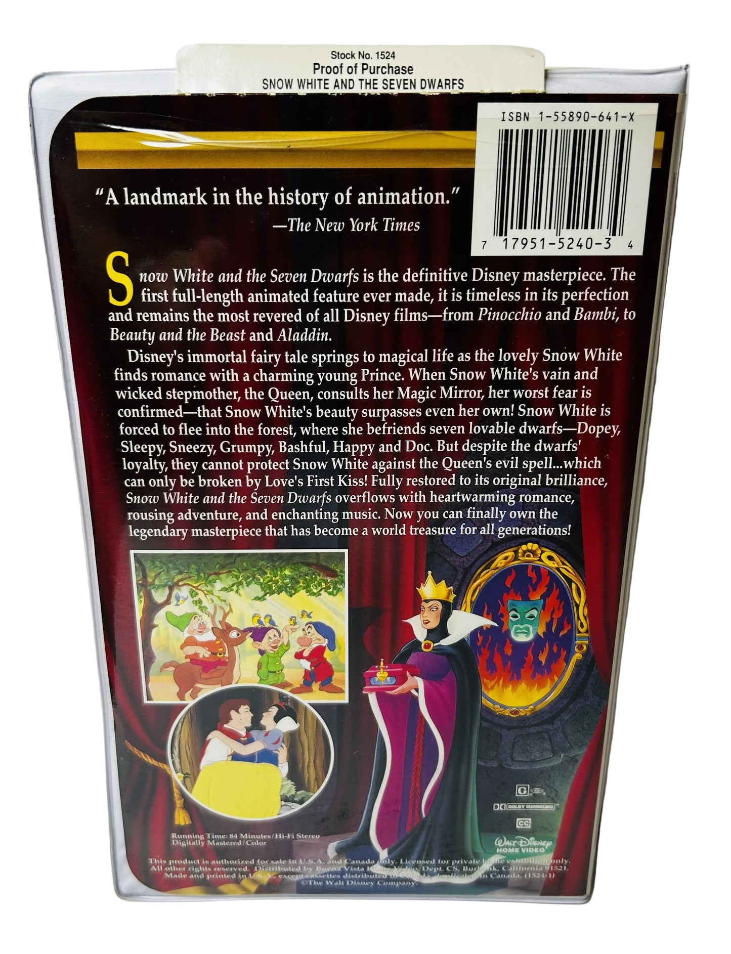 Disney's Snow White and the Seven Dwarfs Masterpiece Collection VHS - David Hand Classic Animated Feature Walt Disney (Used)