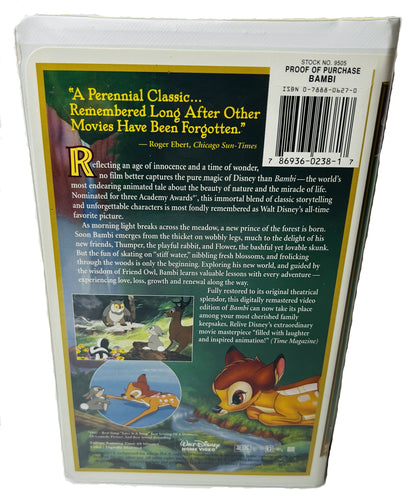 Disney's Bambi 55th Anniversary Limited Edition Masterpiece Collection VHS - David Hand Classic Animated Feature Walt Disney (Used)