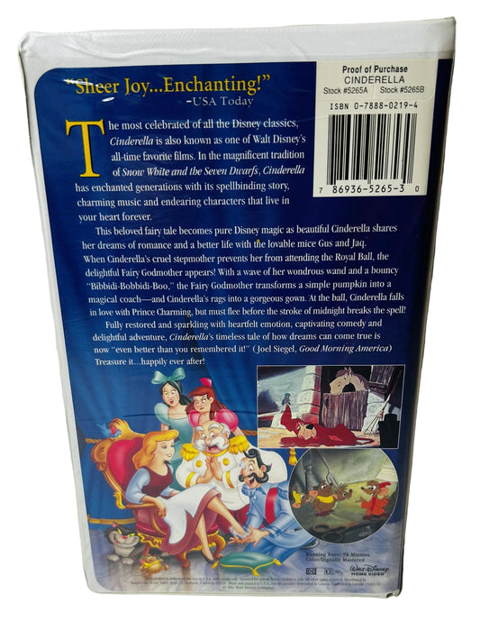 Disney's Cinderella Masterpiece Collection VHS - Clyde Geronimi Wilfred Jackson Hamilton Luske Classic Animated Feature Walt Disney (Used)