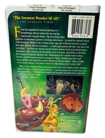 Disney's The Lion King Masterpiece Collection VHS - Roger Allers Rob Minkoff Matthew Broderick James Earl Jones Disney (Used)