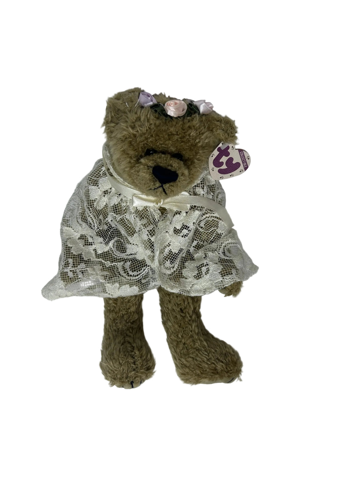 Eve bear plush in seated side view