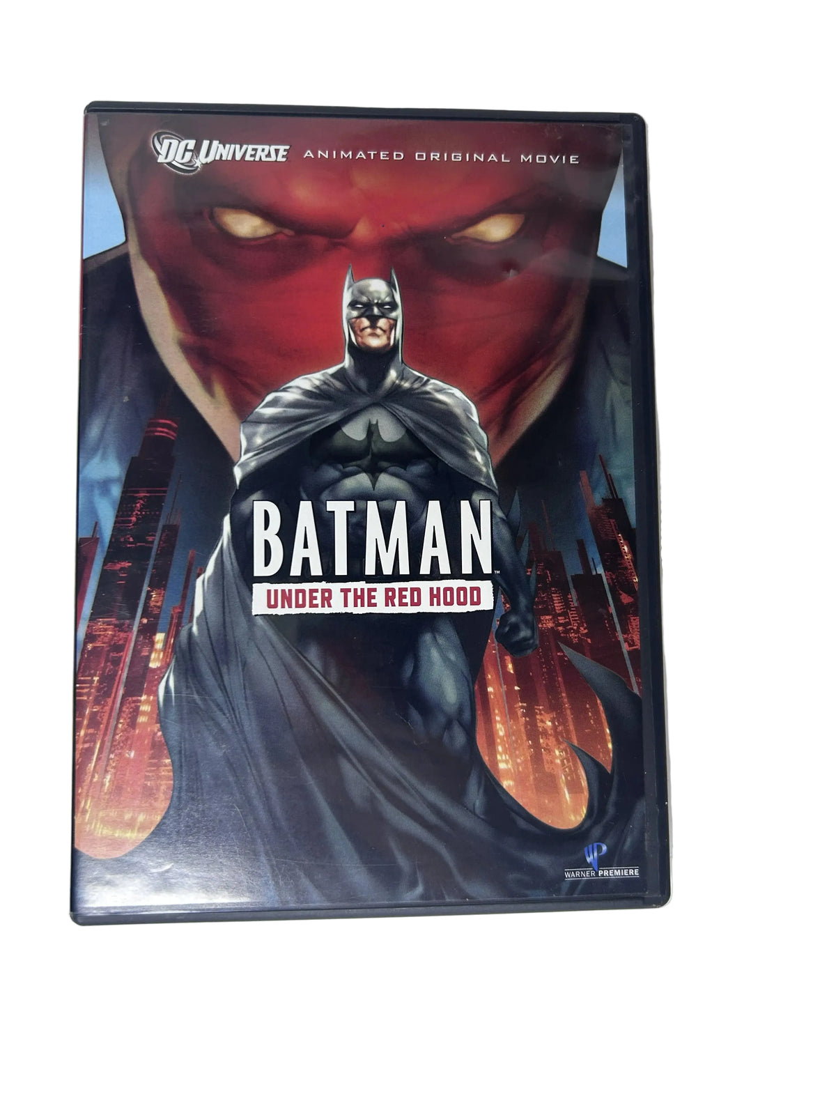 Batman Under the Red Hood DVD case angled front view