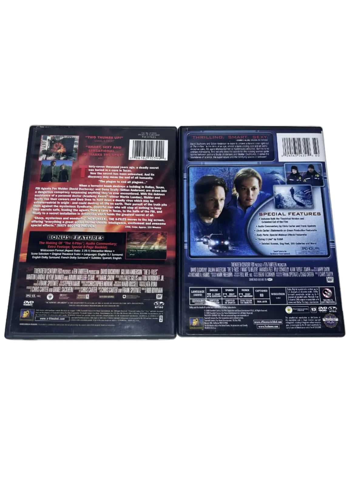 Fight the Future and I Want to Believe DVD cases standing